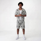 Conjunto de camisa y pantalón corto de jacquard a cuadros
