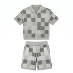 Conjunto de camisa y pantalón corto de jacquard a cuadros