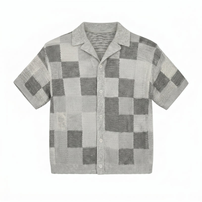 Conjunto de camisa y pantalón corto de jacquard a cuadros