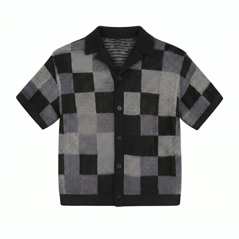 Conjunto de camisa y pantalón corto de jacquard a cuadros