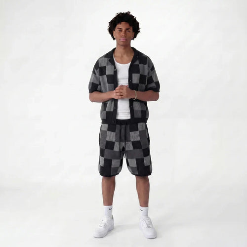 Ensemble chemise & short jacquard damier